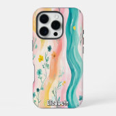 Coque iPhone 16 Pro Fleurs de rivière et vagues (Verso)