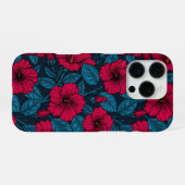 Coque iPhone 16 Pro Fleurs d'hibiscus rouges (Verso Horizontal)