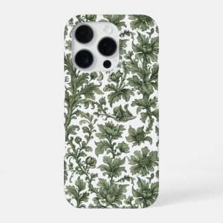 Coque iPhone 16 Pro fleurs et feuilles vertes