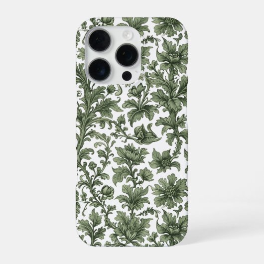 Coque iPhone 16 Pro fleurs et feuilles vertes (Verso)