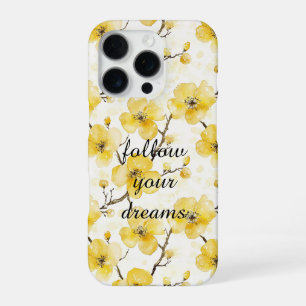 Coque iPhone 16 Pro Fleurs Jaune Doré