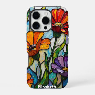Coque iPhone 16 Pro Fleurs radiantes dans des panneaux de verre