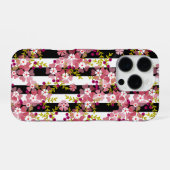 Coque iPhone 16 Pro Fleurs roses (Verso Horizontal)