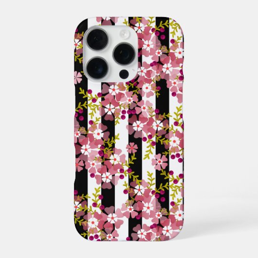 Coque iPhone 16 Pro Fleurs roses (Verso)