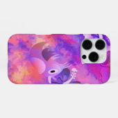 Coque iPhone 16 Pro Fleurs roses Abstraites et art des oiseaux (Verso Horizontal)