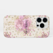 Coque iPhone 16 Pro Fleurs roses Chic (Verso Horizontal)