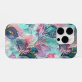 Coque iPhone 16 Pro Fleurs Tons de Bijoux (Verso Horizontal)