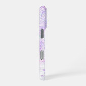 Coque iPhone 16 Pro flocon de neige violet clair et cœur scintillant (Côté droit)