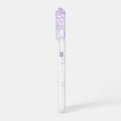 Coque iPhone 16 Pro flocon de neige violet clair et cœur scintillant (Côté gauche)