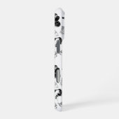 Coque iPhone 16 Pro Floral, noir et blanc (Côté droit)