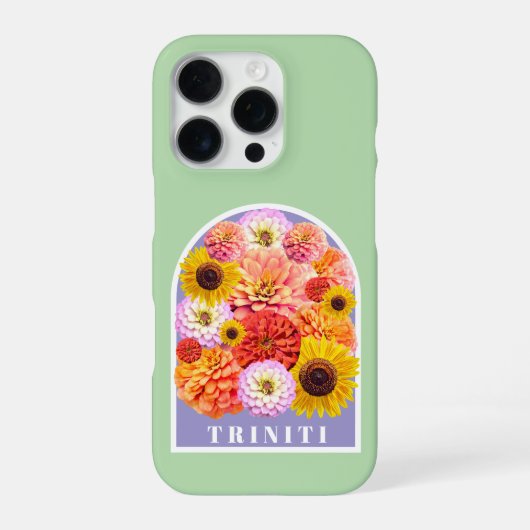 Coque iPhone 16 Pro Floral Pastel Sage Green Custom Name Wildflowers (Verso)