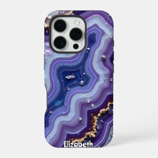 Coque iPhone 16 Pro Flux de Géode Abstrait avec Or (Verso)