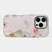Coque iPhone 16 Pro Fond vintage avec roses (Verso Horizontal)