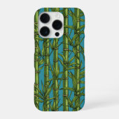 Coque iPhone 16 Pro Forêt de bambou sur bleu (Verso)