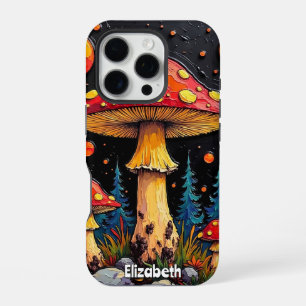 Coque iPhone 16 Pro Forêt de champignons cosmiques