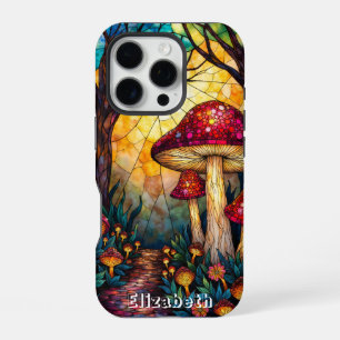 Coque iPhone 16 Pro Forêt de verre coloré Amanita Muscaria