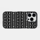 Coque iPhone 16 Pro Formes Aztec Motif gris noir (Verso Horizontal)