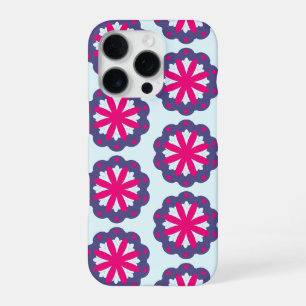 Coque iPhone 16 Pro Formes florales violettes et roses