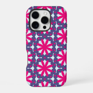 Coque iPhone 16 Pro Formes florales violettes et roses