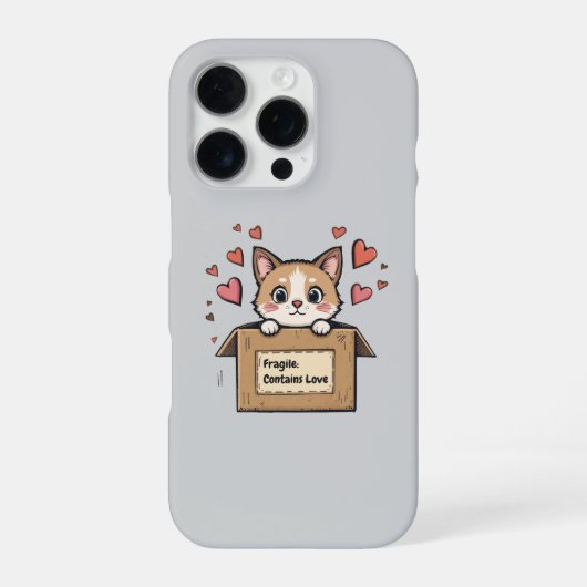 Coque iPhone 16 Pro Fragile: Contains Love (Verso)