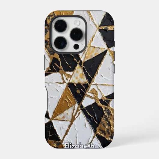 Coque iPhone 16 Pro Fragments dorés : Géométrie Abstraite (Verso)