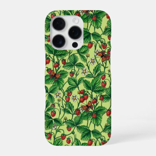 Coque iPhone 16 Pro Fraises des bois sur melon miel (Verso)