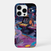 Coque iPhone 16 Pro Futuristic Retro Arcade in Outer Space (Verso)