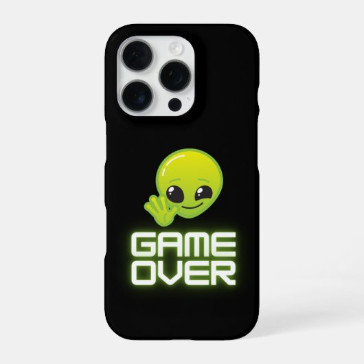 Coque iPhone 16 Pro Game Over Alien – Gamer Vibe (Verso)