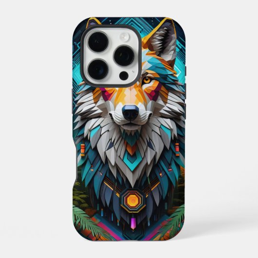 Coque iPhone 16 Pro Geo Wolf (Verso)