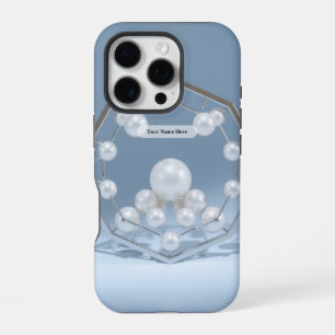 Coque iPhone 16 Pro Géométrique givré perle chrome
