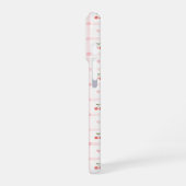 Coque iPhone 16 Pro Gingham Rouge avec Cerises et Rubans Monogrammé (Côté gauche)