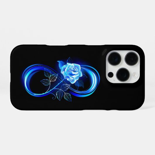 Coque iPhone 16 Pro Glowing infinity with blue rose (Verso Horizontal)