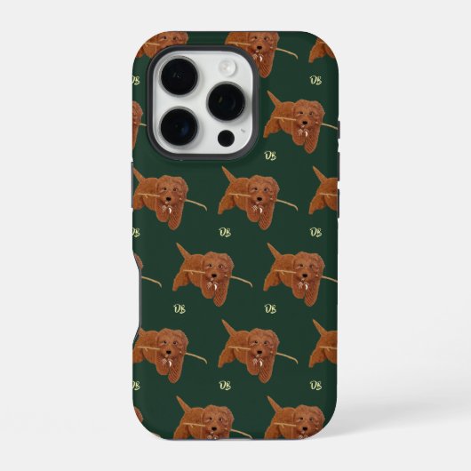 Coque iPhone 16 Pro Goldie Golden Doodle Vert (Verso)