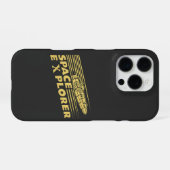 Coque iPhone 16 Pro Graphique de fusée exploratrice de l'espace rétro (Verso Horizontal)