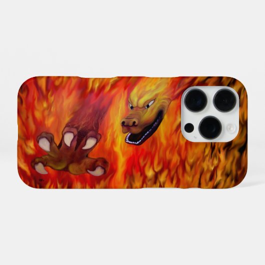 Coque iPhone 16 Pro Griffe de dragon rouge (Verso Horizontal)