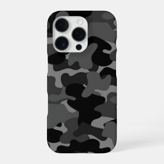 Coque iPhone 16 Pro Gris camouflage noir (Verso)