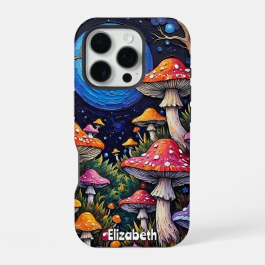Coque iPhone 16 Pro Grosse de champignons à la Lune (Verso)