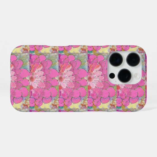 Coque iPhone 16 Pro Grosse Fleur rose (Verso Horizontal)