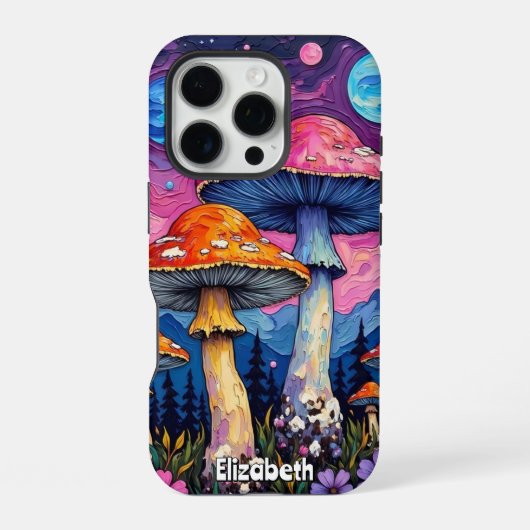 Coque iPhone 16 Pro Grove de champignons célestes (Verso)