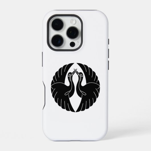 Coque iPhone 16 Pro Grues blancs face à face (Verso)