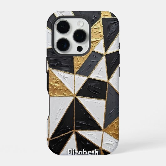 Coque iPhone 16 Pro Harmonie tripartite : Entrelacs dorés (Verso)