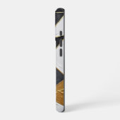 Coque iPhone 16 Pro Harmonie tripartite : Entrelacs dorés (Côté gauche)