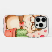Coque iPhone 16 Pro Hérisson Cactus Chedgehog Aquarelle (Verso Horizontal)