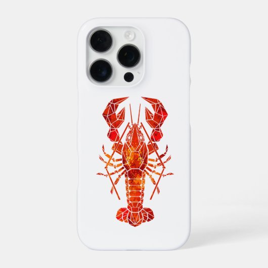 Coque iPhone 16 Pro Homard polygonal rouge (Verso)
