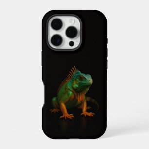 Coque iPhone 16 Pro Iguane vert Black 4 Luxe iPhone 16 Pro
