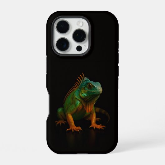 Coque iPhone 16 Pro Iguane vert Black 4 Luxe iPhone 16 Pro (Verso)