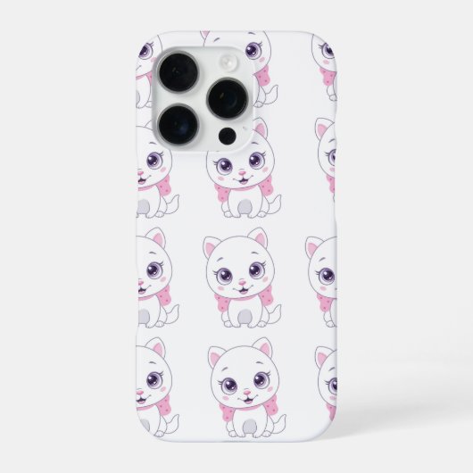 Coque iPhone 16 Pro Illustration Cute White Kitten (Verso)