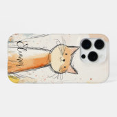 Coque iPhone 16 Pro Illustration de chat orange adorable personnalisée (Verso Horizontal)
