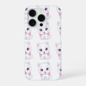Coque iPhone 16 Pro Illustration d'un mignon chaton blanc (Verso)