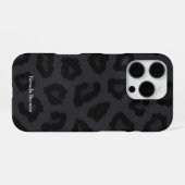 Coque iPhone 16 Pro Impression de panthère noire avec nom (Verso Horizontal)